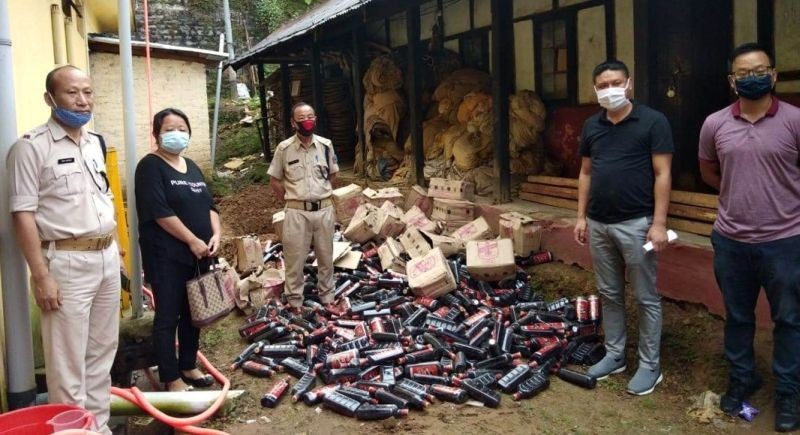 A total of 99 cases of seized liquor (MC Rum) which were seized on different occasions was destroyed on September 4, at the Police Station-1, Mokokchung in the presence of Temsuchuba SDO (C), Chuba SDPO, Lipoksenla APP, A Susang Ao PI, DPRO and 0/C PS-1 Mokokchung. (DIPR Photo)